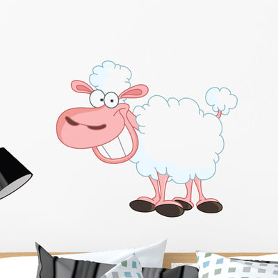 Funny Sheep with Big Wall Decal shown on a wall