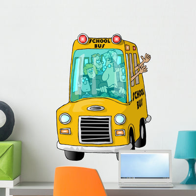 School Bus Wall Decal shown on a wall