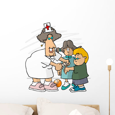 School Nurse Wall Decal shown on a wall