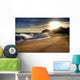 Wave on beach with sun shining. Wall Mural