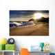Wave on beach with sun shining. Wall Mural