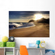 Wave on beach with sun shining. Wall Mural