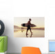 A Man Walking With His Surfboard On Valdevaqueros Beach Wall Mural