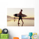 A Man Walking With His Surfboard On Valdevaqueros Beach Wall Mural