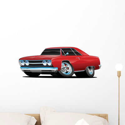 Hot Classic Muscle Car Wall Decal shown on a wall