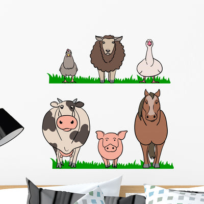 Farm Animals Wall Stickers shown on a wall