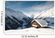 winterscene of alpine valley with snow coverd cabin Wall Mural