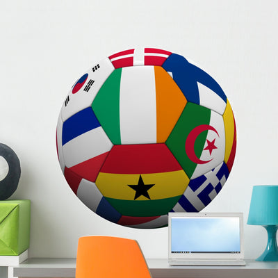Soccer World Cup Wall Decal shown on a wall