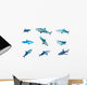 Nine Caribbean Reef Sharks Wall Decal Sticker Set