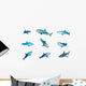 Nine Caribbean Reef Sharks Wall Decal Sticker Set