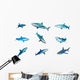Nine Caribbean Reef Sharks Wall Decal Sticker Set