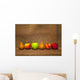 Variety Of Fruit In A Row On A Wooden Shelf Wall Mural
