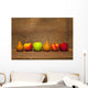 Variety Of Fruit In A Row On A Wooden Shelf Wall Mural