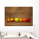 Variety Of Fruit In A Row On A Wooden Shelf Wall Mural