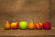 Variety Of Fruit In A Row On A Wooden Shelf Wall Mural