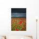 An Abundance Of Poppies In A Field Under A Stormy Sky Wall Mural