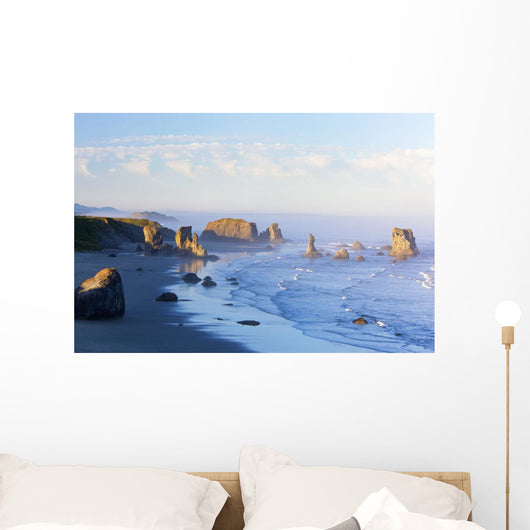 Fog Covered Rock Formations Wall Mural