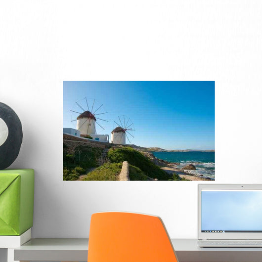 Windmills Green Hillside near Wall Decal