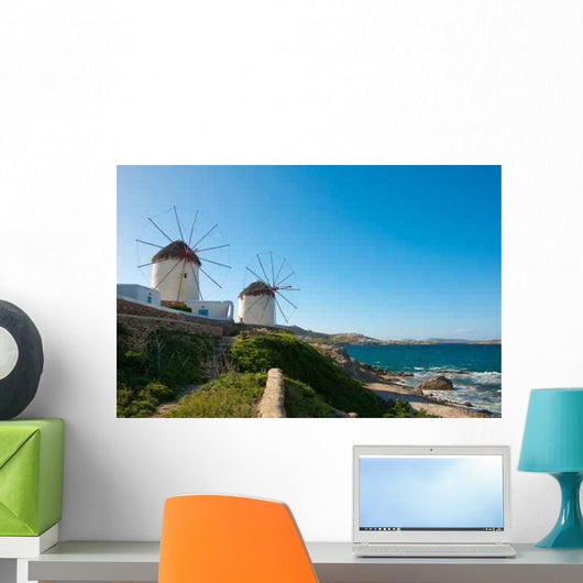 Windmills Green Hillside near Wall Decal