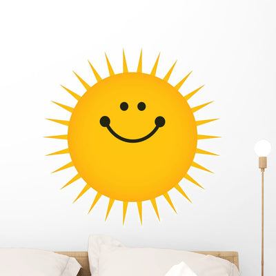 Beaming Sun Wall Decal shown on a wall