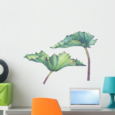 Water Lily Lotus Leaves Wall Decal Sticker Set shown on a wall