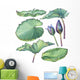 Seven Piece Lotus Waterlily Wall Decal Sticker Set