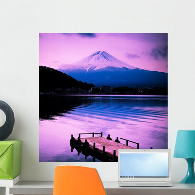 Mount Fuji Wall Mural shown on a wall