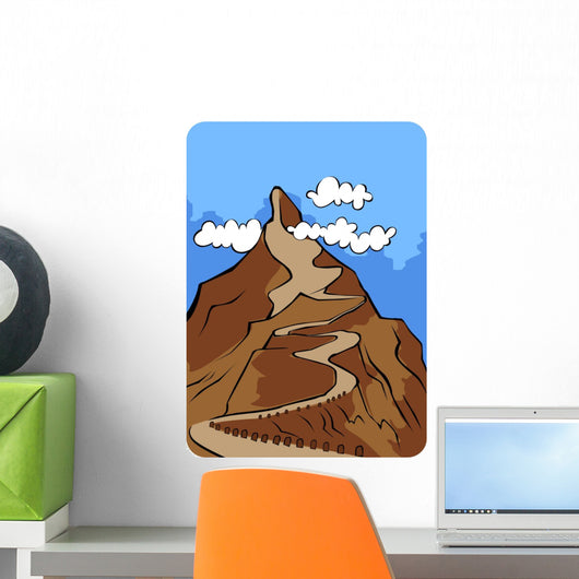 cliff of high mountain with path and sky background Wall Mural