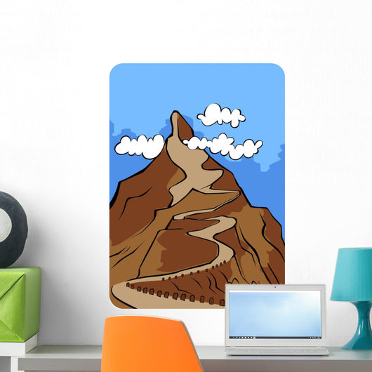cliff of high mountain with path and sky background Wall Mural