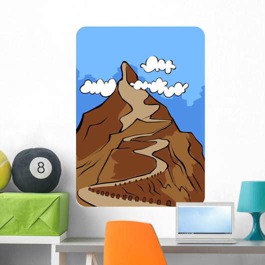 cliff of high mountain with path and sky background Wall Mural