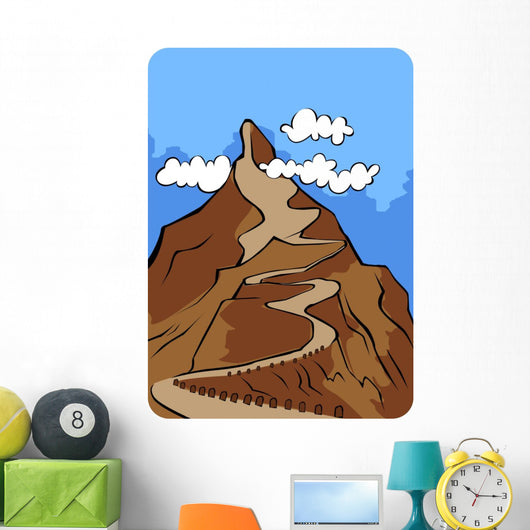 cliff of high mountain with path and sky background Wall Mural