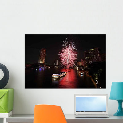 Fireworks Bangkok Wall Decal shown on a wall
