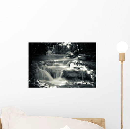 Multiple Waterfall Scene Black Wall Decal