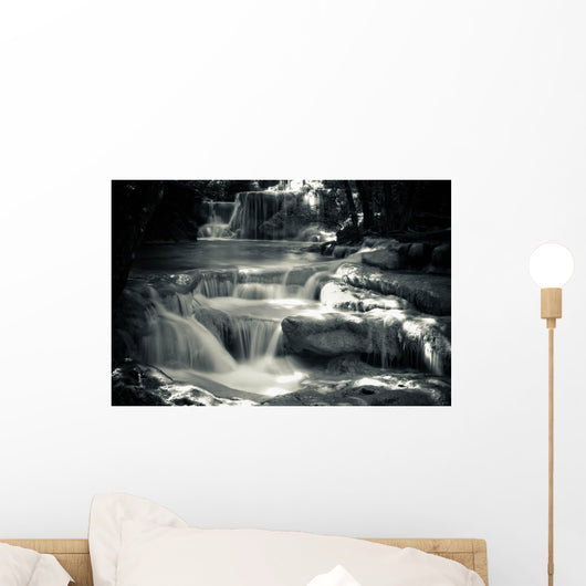 Multiple Waterfall Scene Black Wall Decal
