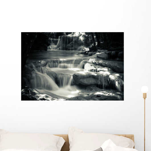 Multiple Waterfall Scene Black Wall Decal