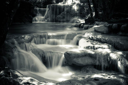 Multiple Waterfall Scene Black Wall Decal