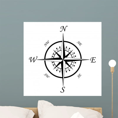 Compass Symbol Wall Mural shown on a wall