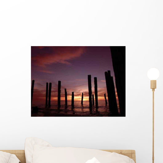 Broken Pier Sunset Wall Decal