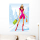 Fashion Shopping Girls with Wall Mural