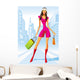 Fashion Shopping Girls with Wall Mural