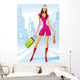 Fashion Shopping Girls with Wall Mural