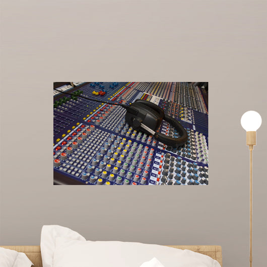 mixing desk & headphones Wall Mural