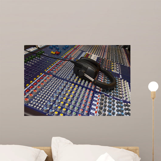 mixing desk & headphones Wall Mural