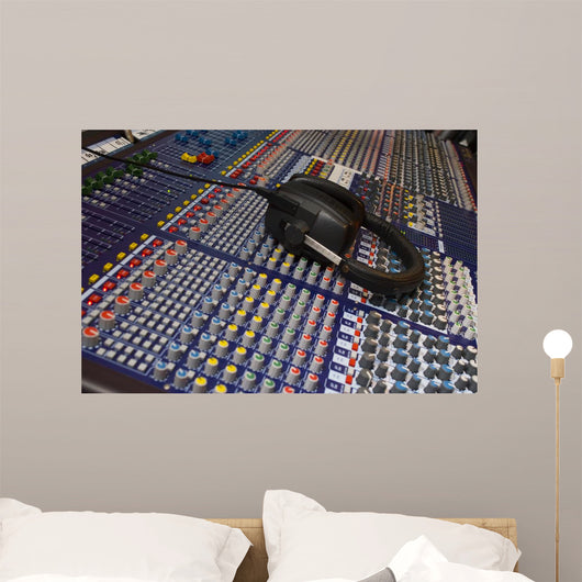 mixing desk & headphones Wall Mural