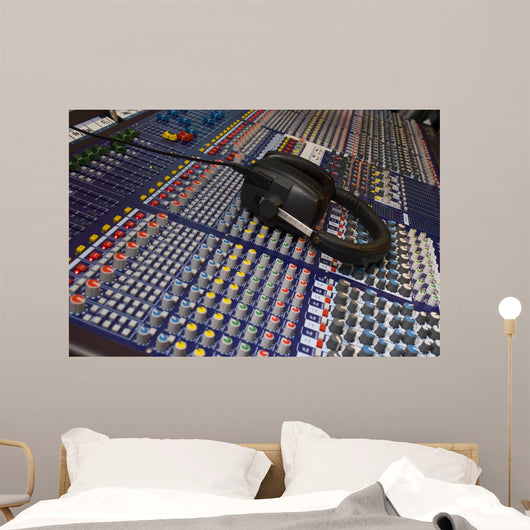mixing desk & headphones Wall Mural
