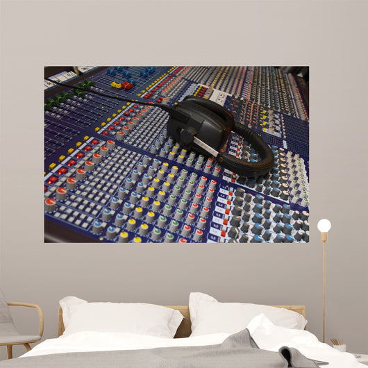 mixing desk & headphones Wall Mural