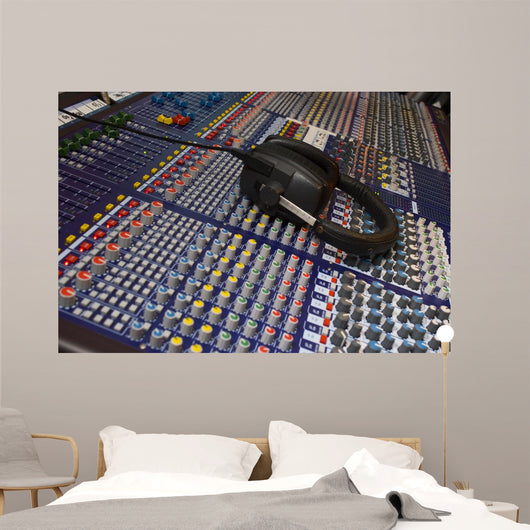 mixing desk & headphones Wall Mural