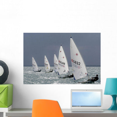 Laser Sailing Wall Mural shown on a wall