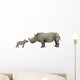 Mother and Baby White Rhinoceros Wall Decal