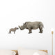 Mother and Baby White Rhinoceros Wall Decal